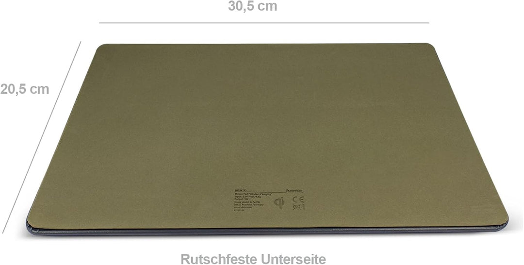 Hama Wireless Charger Mauspad XXL mit Qi Ladegerät (grosses Mauspad mit induktiver Ladestation, Hand