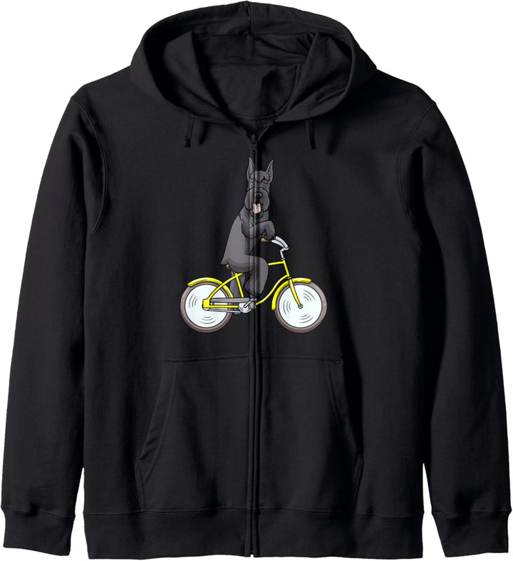 Riesenschnauzer Hund Mit Fahrrad Kapuzenjacke