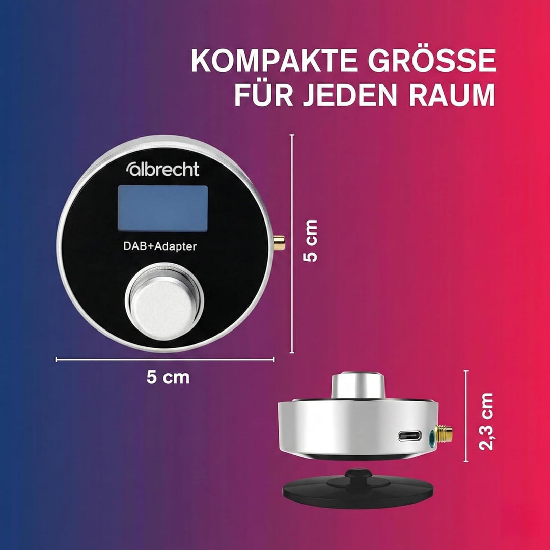 Albrecht DR 54 DAB+ Digitalradio Adapter - Kabellose Übertragung, FM Transmitter, Aux-Out, Autoradio