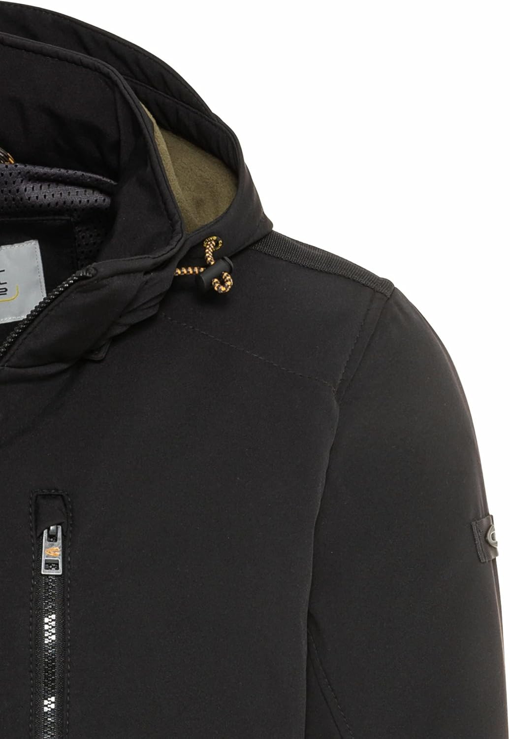 camel active Herren Wind- und Wasserabweisende Softshell-Jacke mit Abnehmbarer Kapuze 25 Schwarz, 25