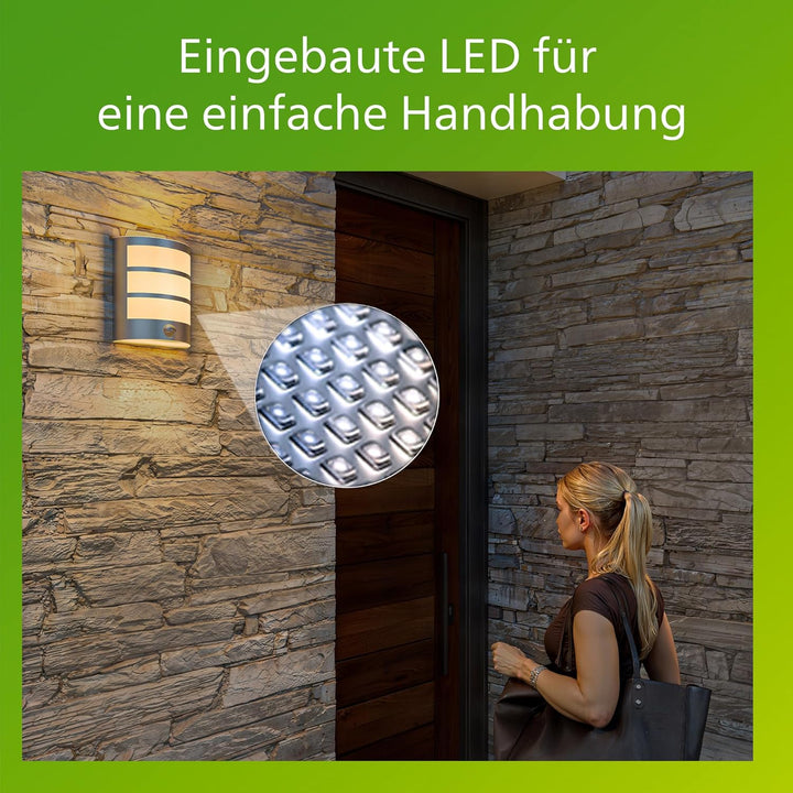 Philips myGarden LED Python Wandaussenleuchte mit Bewegungsmelder, 6W, Edelstahl, mit Bewegungsmelde
