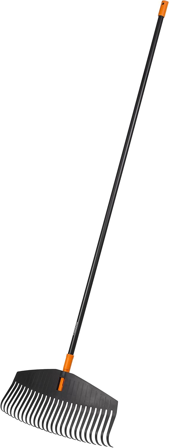Fiskars Laubbesen, 25 Zinken, Länge: 175 cm, Breite: 52 cm, Kunststoff-Zinken/Aluminium-Stiel, Schwa
