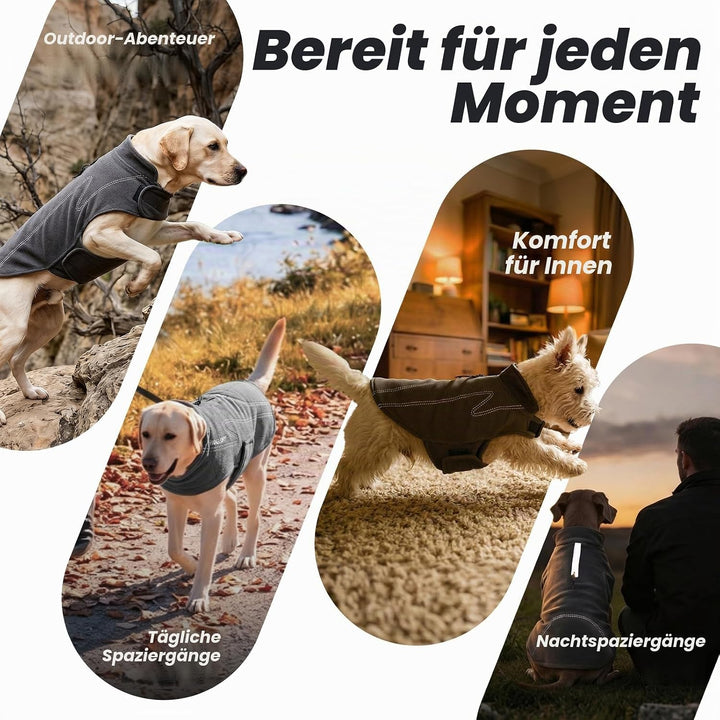 VIVAGLORY Wintermantel Hund Cozywrap Hundemantel Fleecemantel, XS, Türkis | Reflektierend &amp; Softshel