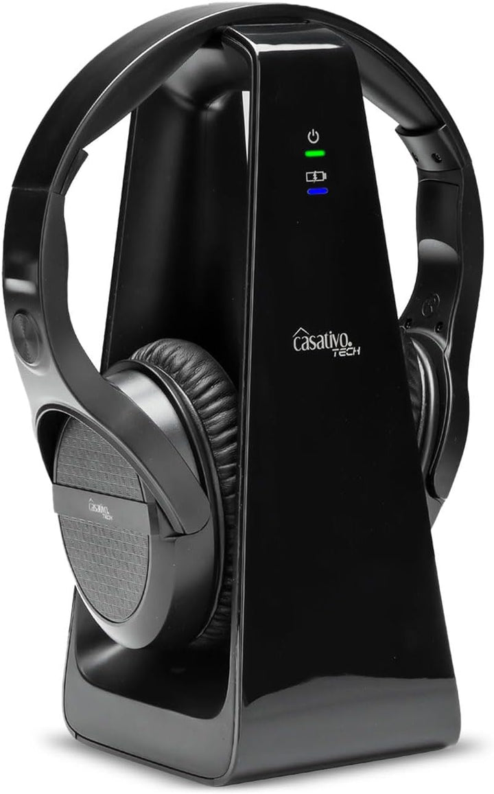 Digitaler Stereo-Funk-Kopfhörer mit 2-in-1 Funk- & Ladestation – kabellos, 30 m Reichweite, kristall