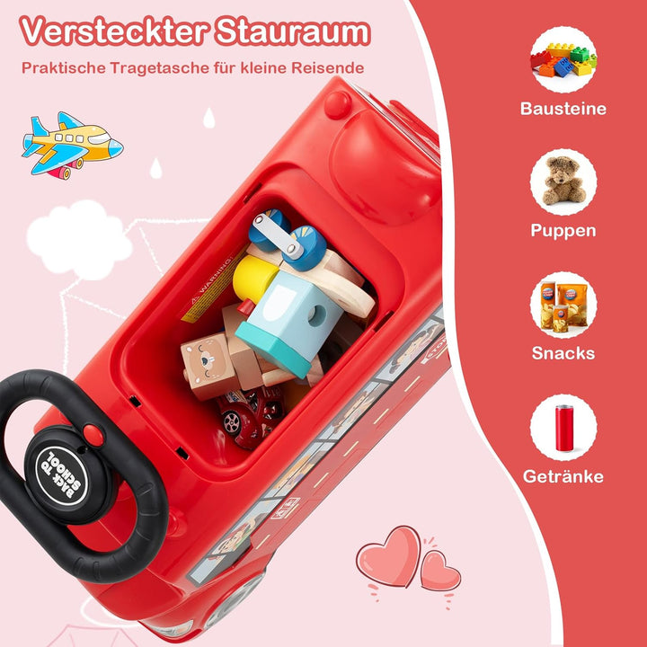 COSTWAY Rutschauto, Rutscherfahrzeug mit Musik & Stauraum & Kippschutz, Rutscher Auto Aufsitzbus für