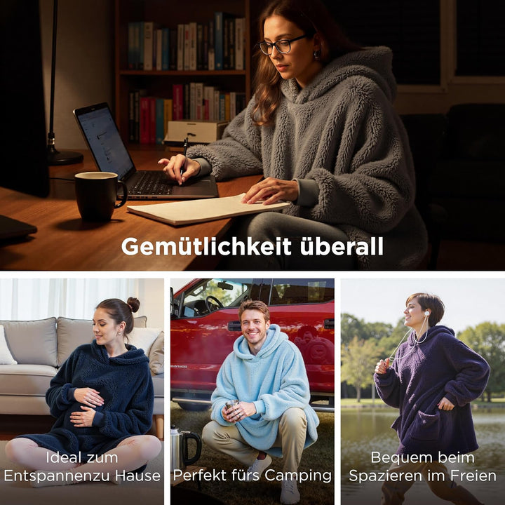 BEDSURE Hoodie Decke mit Ärmeln Deckenpullover - Tragbare Decke zum Anziehen Erwachsene XXL, Übergro