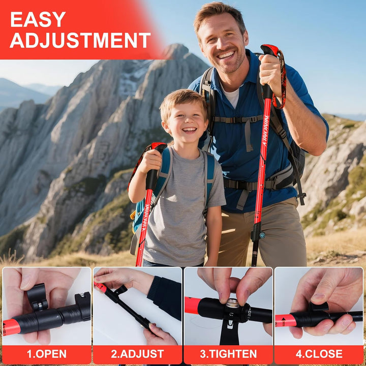 Ninonly Wanderstöcke faltbar Carbon, Nordic Walking Stöcke Damen & Herren, Leichte Teleskop Wanderst