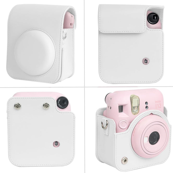 Crefotu Tasche Hülle mit 256 Taschen Fotoalbum für für Fujifilm Instax Mini 12 Sofortbildkamera (Wei