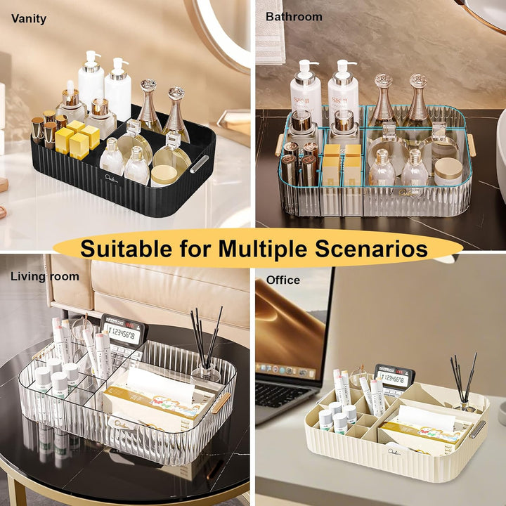 DASITON Make up Organizer mit Fächern, Grosser Make up Aufbewahrung Kosmetik Organizer für Badezimme