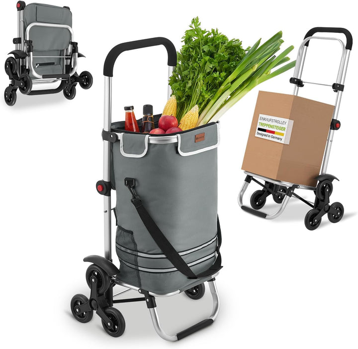 Juskys 3in1 Einkaufstrolley für Treppen - 56 L, modern & klappbar - Treppensteiger Trolley zum Shopp