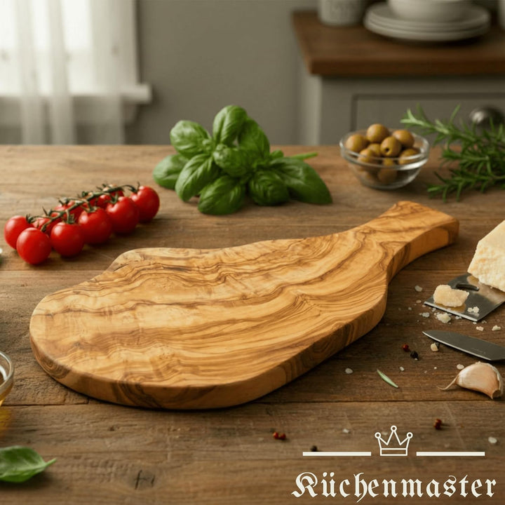 Küchenmaster Olivenholz Schneidebrett, Holzbrett, Servierbrett, Steakbrett, Käsebrett, Frühstücksbre