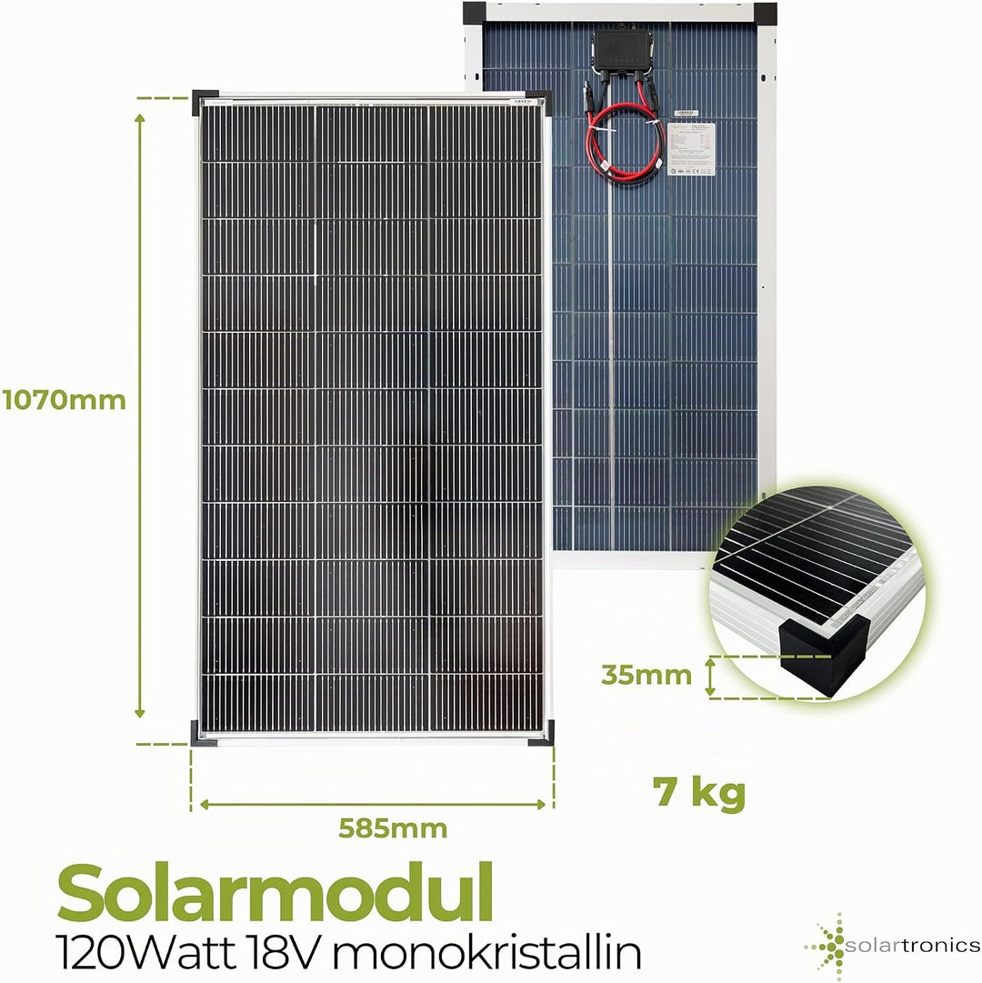 SOLARTRONICS Solarmodul 120 Watt Mono bifazial18 V 18 Busbars Solarpanel Solarzelle (2 Stück)