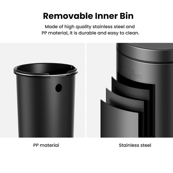 mVm Round Step Kitchen Bin with Lid,3+12L Stainless Steel Pedal Rubbish Bin,Bathroom Home Office Gar