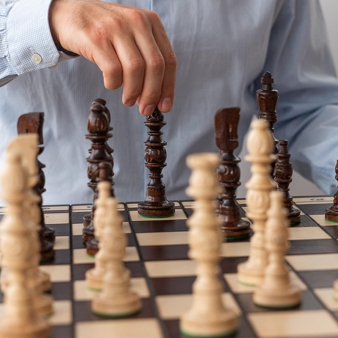 Master of Chess Galant Schachspiel aus Holz, handgeschnitzt, 58 x 58 cm, handgefertigt, extra grosse
