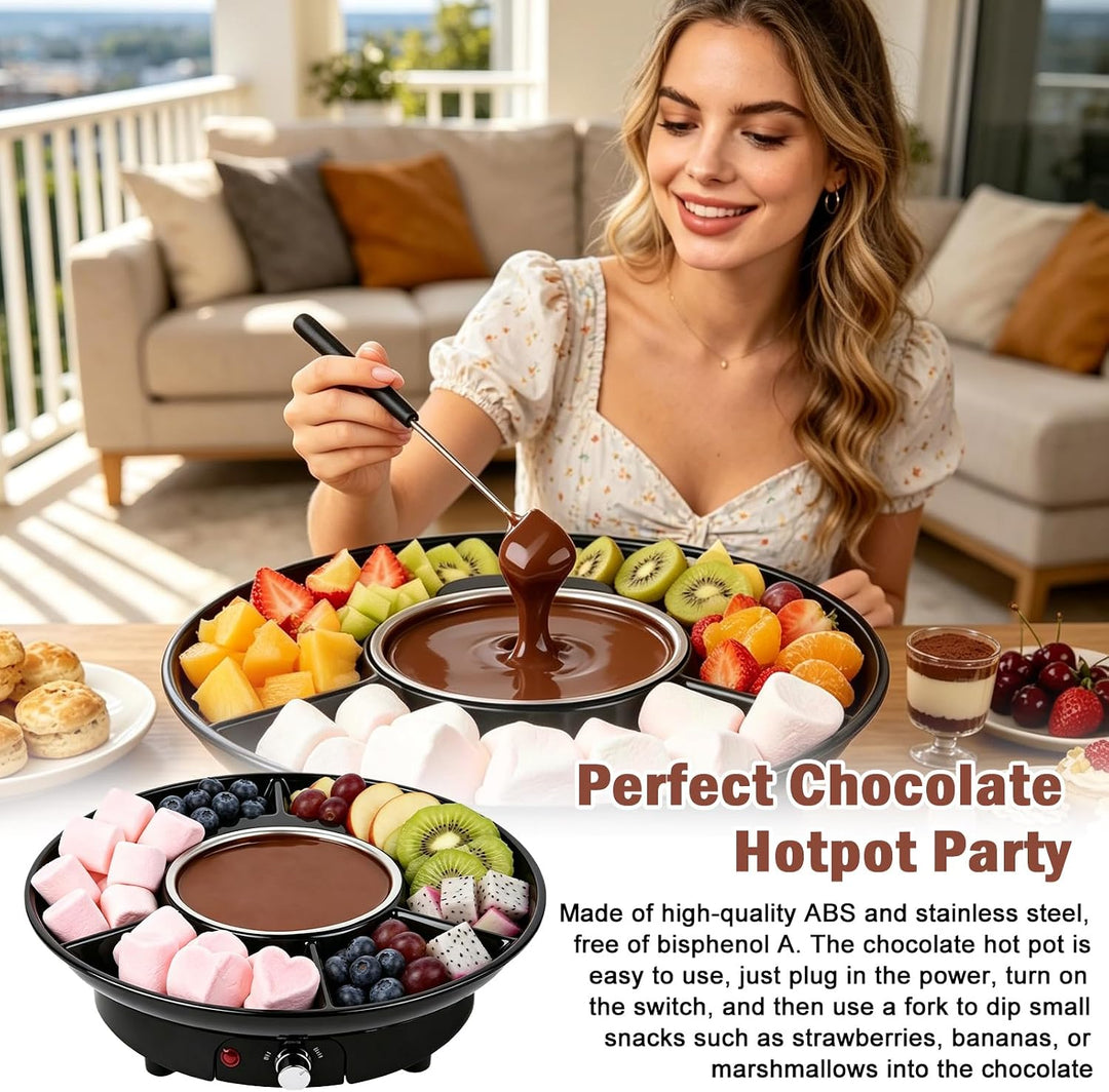PORFOYO Elektrisches Schokofondue, 280ml Schokoladenschmelzer mit 2 Gabeln, Schokoladen Fondue mit 2