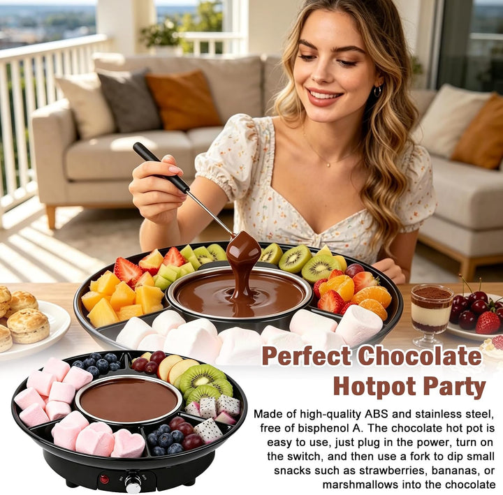 PORFOYO Elektrisches Schokofondue, 280ml Schokoladenschmelzer mit 2 Gabeln, Schokoladen Fondue mit 2