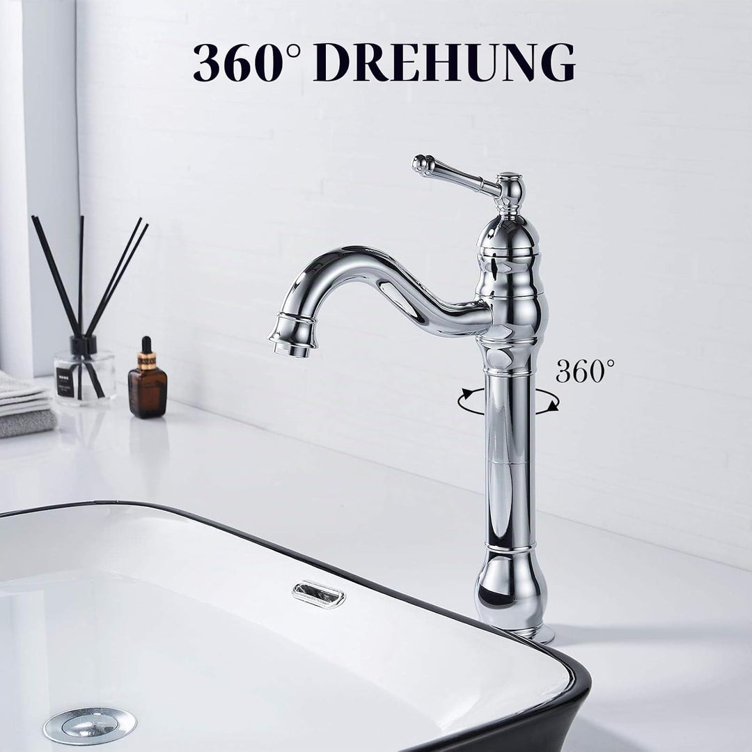 Namuoto Wasserhahn Bad Hoch 360° Drehbar Hoch Waschtischarmatur, Einzelgriff WasserhäHne Bad Waschti