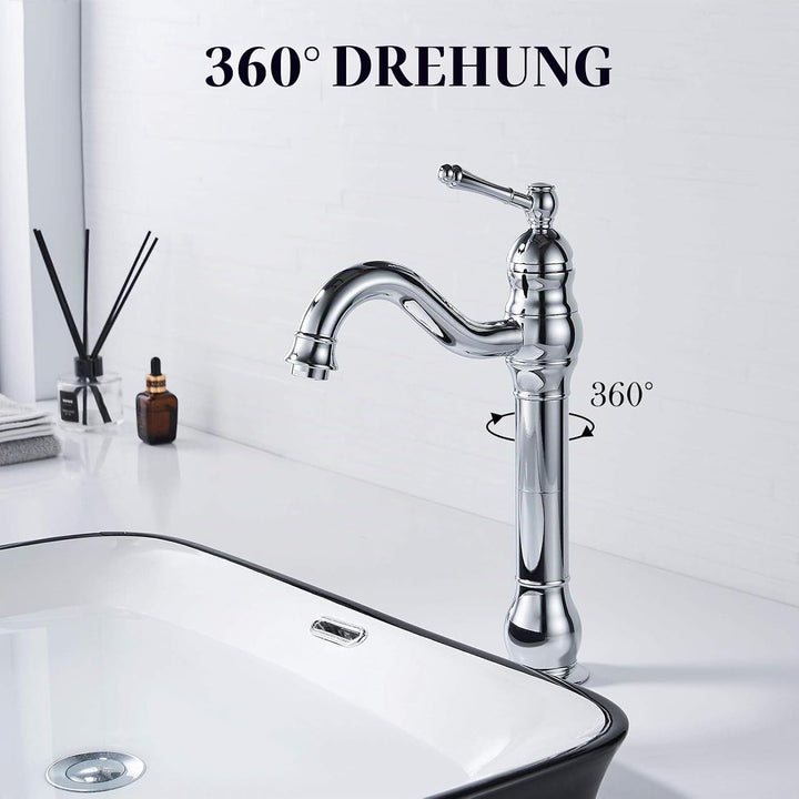 Namuoto Wasserhahn Bad Hoch 360° Drehbar Hoch Waschtischarmatur, Einzelgriff WasserhäHne Bad Waschti