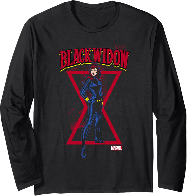 Marvel Black Widow Logo Background Langarmshirt