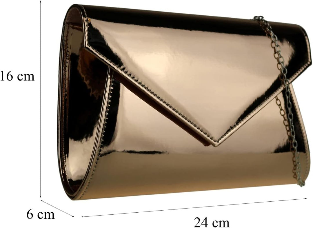 Girly Handbags Damen Clutch aus Kunstleder, glänzend Champagnerfarben, Champagnerfarben