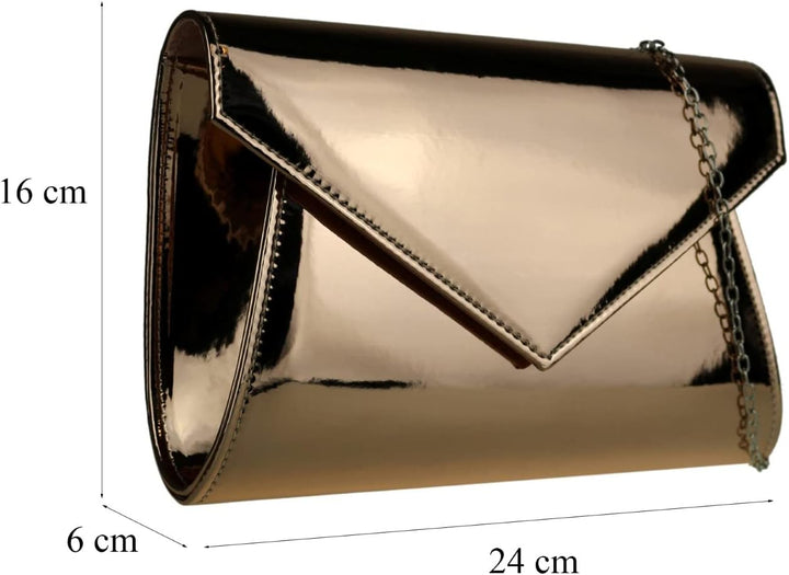 Girly Handbags Damen Clutch aus Kunstleder, glänzend Champagnerfarben, Champagnerfarben