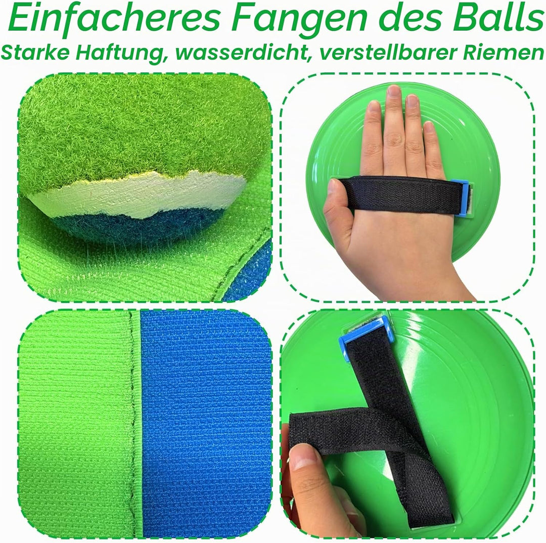 Klettballspiel Kinder Outdoor Wurfspiel, Strandspielzeug mit 4 Paddel und 4 Bälle, Toss and Catch Ba