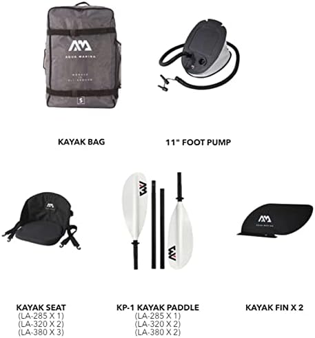 Aqua Marina , Kajak aufblasbar im Set für 2 – 3 Personen Laxo-380 2022 12‘6“ Paddelboot Kanu mit Pad