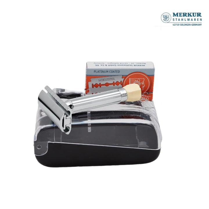 Merkur Rasierer, verchromt, in Schatulle Silber, Silber