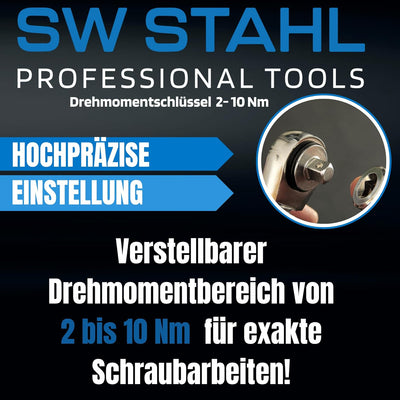 SW-Stahl 03810L Drehmomentschlüssel 1/4 Zoll 2-10 Nm I Antrieb Vierkant 1/4" Drehmomentschlüssel Aut