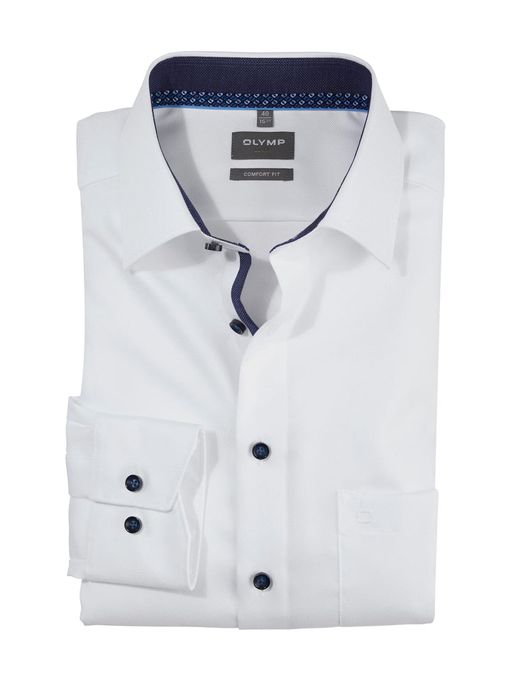 OLYMP Herren Businesshemd Langarm Luxor,Einfarbig,Comfort fit,New Kent 41 Weiss 00, 41 Weiss 00