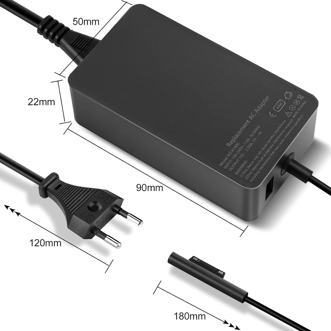 Surface Pro Ladegerät, 44W 15V 2.58A(Arbeitet mit 39W/36W/24W) Microsoft Netzteil für Surface Pro 3/