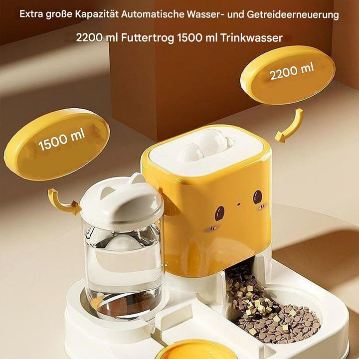 Automatischer Katzenfutter und Wasserspender Set | 2-in-1 Katzenfütterer | 1.5L Wasserspender und 2.