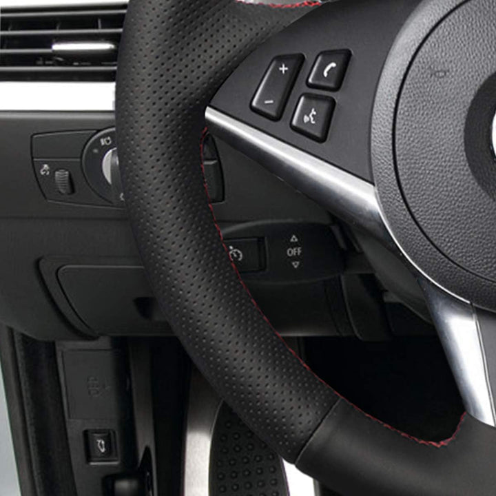 Mewant Lenkradbezug für e60 530d 545i 550i e61 touring e63 Hand Nähen Diy atmungsaktiv Schwarz Kunst