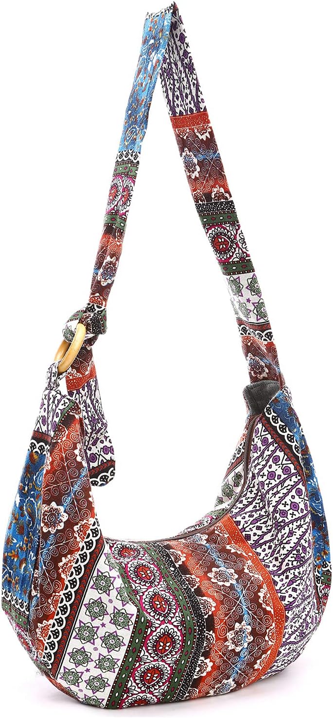 PORRASSO Hippie Umhängetasche Damen Schulterbeutel Leicht Schultertasche Tote für Reise Strandschule