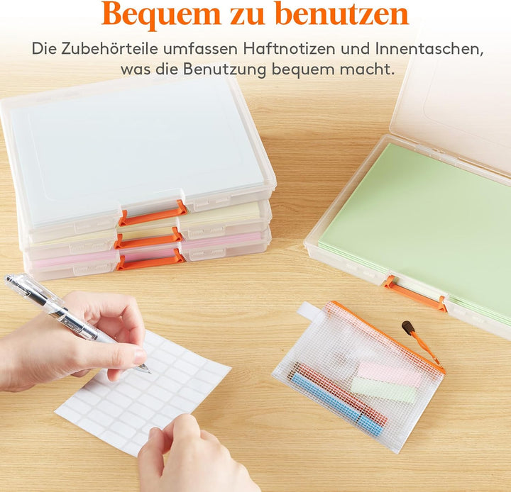 Lifewit 6 Pack Stapelbar Aufbewahrungsbox A4 mit Deckel&amp;Griff, Transparent | Kunststoff Archivbox A4