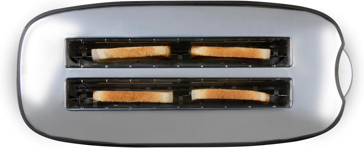 DOMO DO961T Toaster, Edelstahl rostfrei, Schwarz