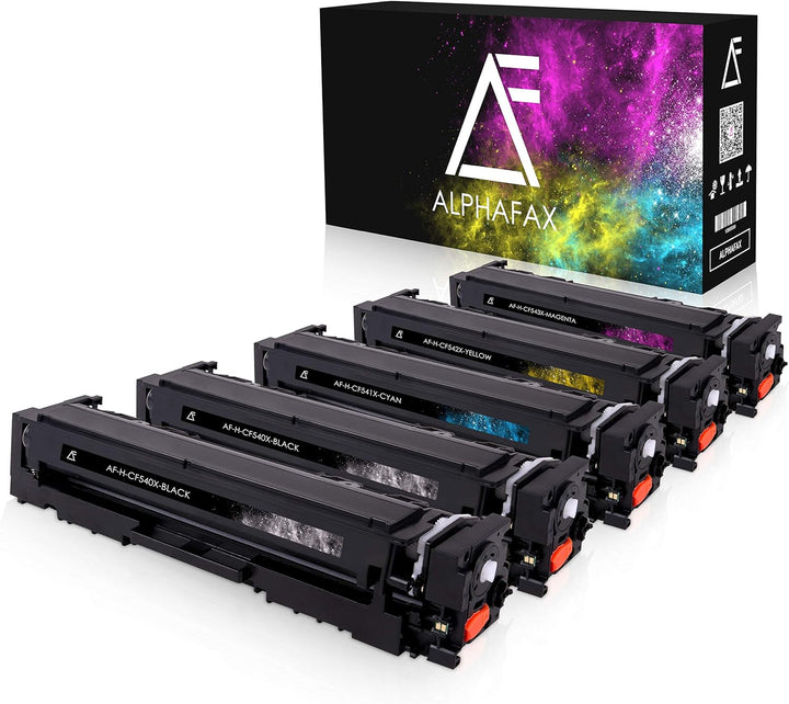 Alphafax 5X XL Toner ersetzt HP 203X CF540X CF541X CF542X CF543X 2X bk 1x CMY Multipack Schwarz Cyan