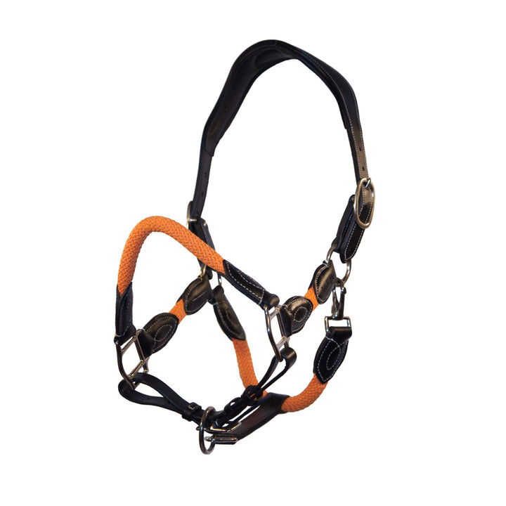 indira Seil-Leder-Halfter pro Flex PP-Strick-Echtleder (Pony, Orange 01) Pony Orange 01, Pony Orange