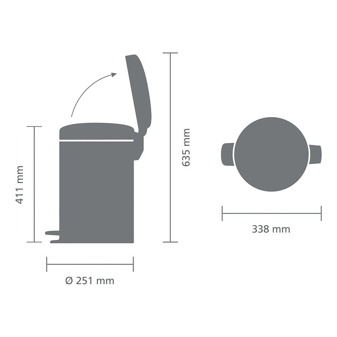 Brabantia NewIcon Tretmülleimer, 12L – Soft Grey | Mülleimer mit Soft-Close-Deckel &amp; Leichtgängigem