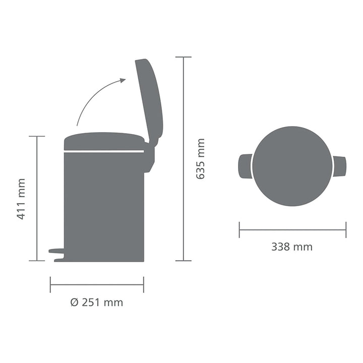 Brabantia NewIcon Tretmülleimer, 12L – Soft Grey | Mülleimer mit Soft-Close-Deckel &amp; Leichtgängigem