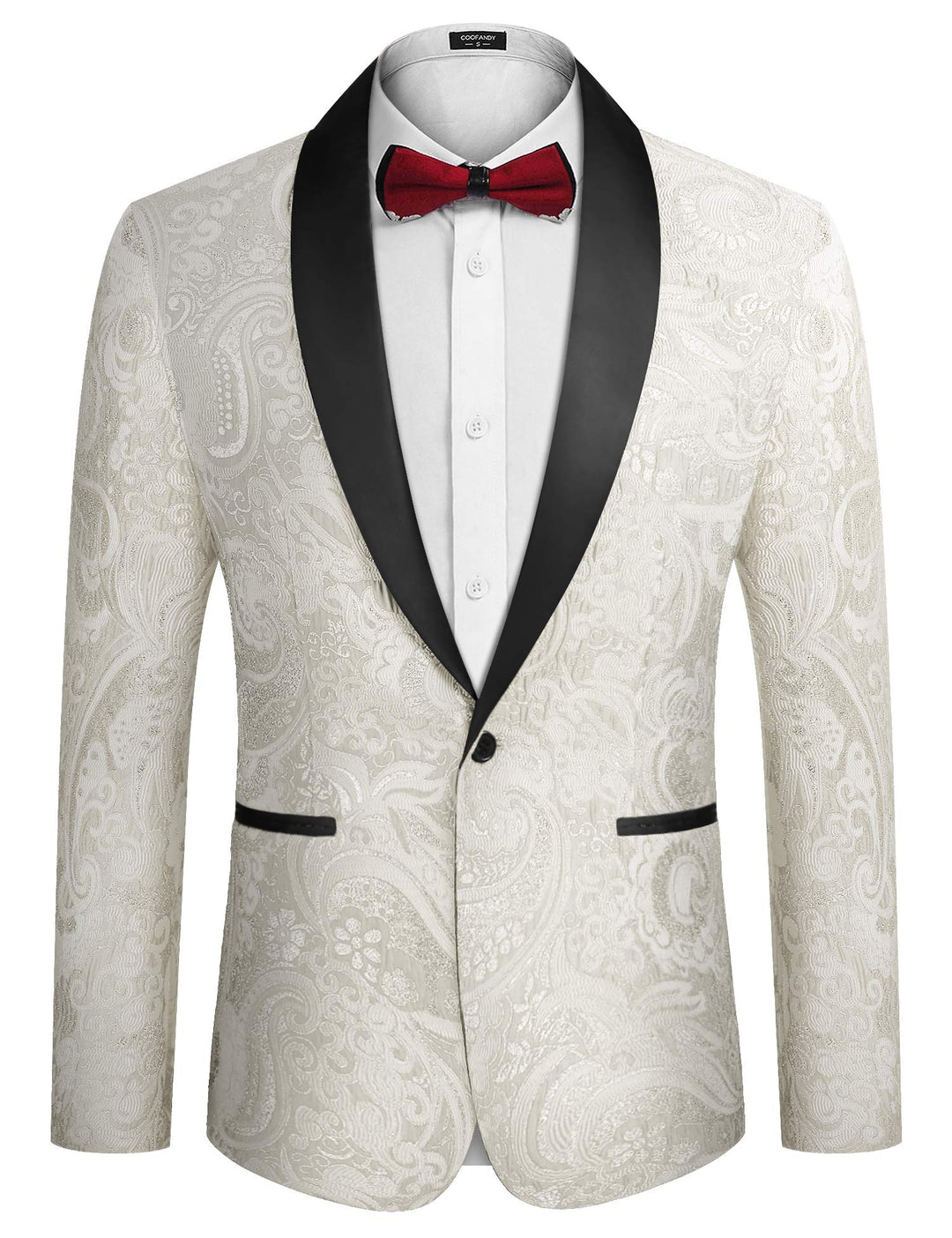 COOFANDY Smokingjacke für Herren, Blumenmuster, luxuriös, Bestickt, Hochzeit, Blazer, Kleid für Part