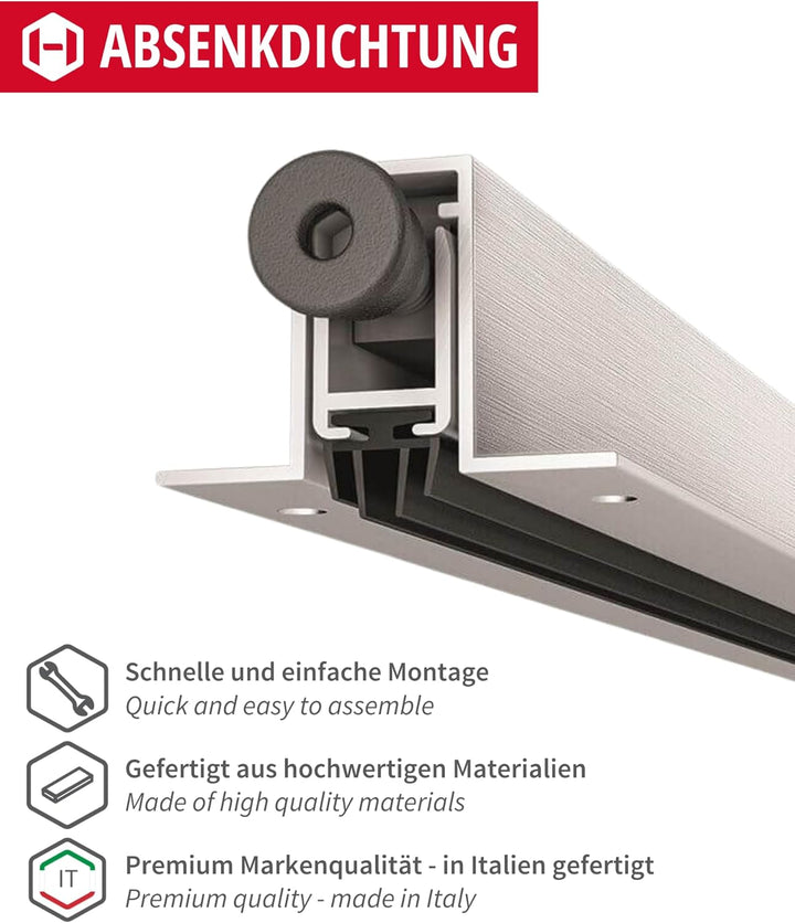 Gedotec Absenkdichtung Trend ALETTE | Absenkbare Bodendichtung für Türen | 1 Stück 30x20 mm Länge: 9