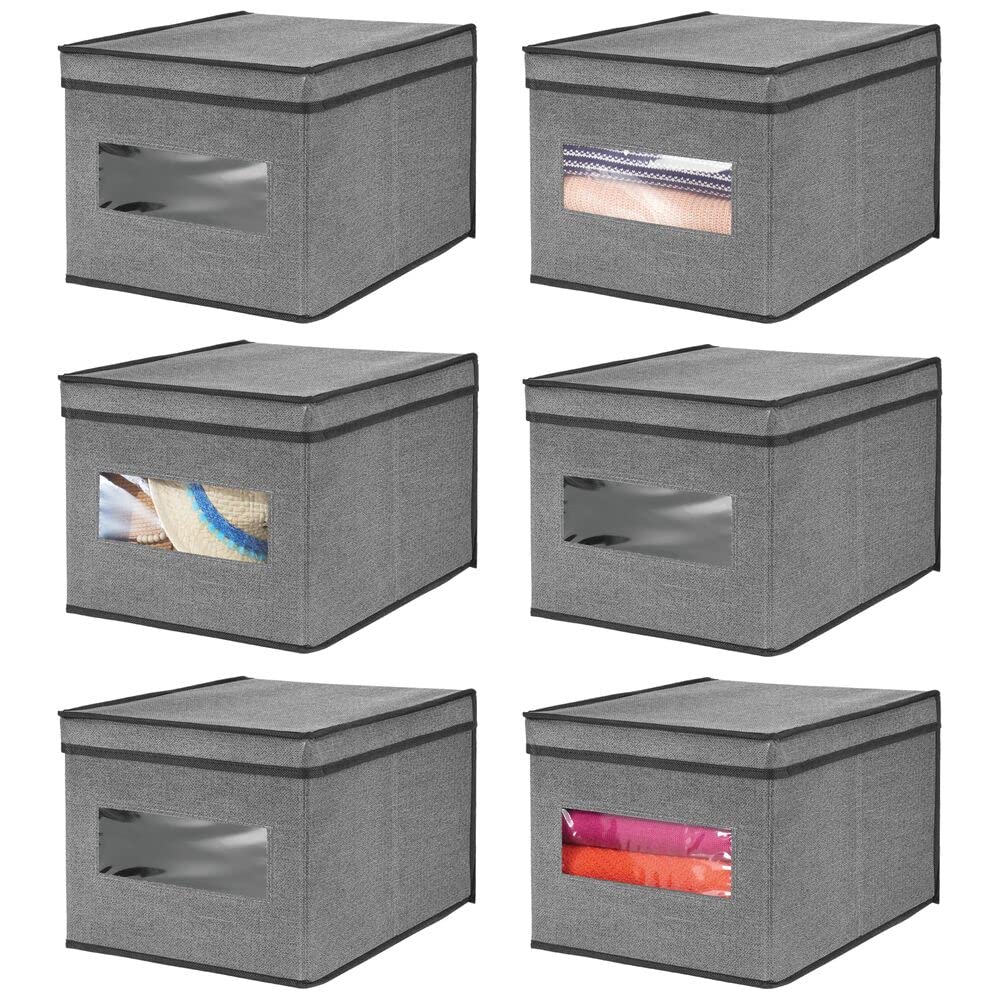 mDesign Stoffbox im 6er-Set – Aufbewahrungsbox aus Stoff – ideal zur Ablage von Kleidung und als Sch