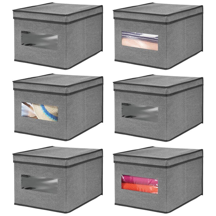 mDesign Stoffbox im 6er-Set – Aufbewahrungsbox aus Stoff – ideal zur Ablage von Kleidung und als Sch