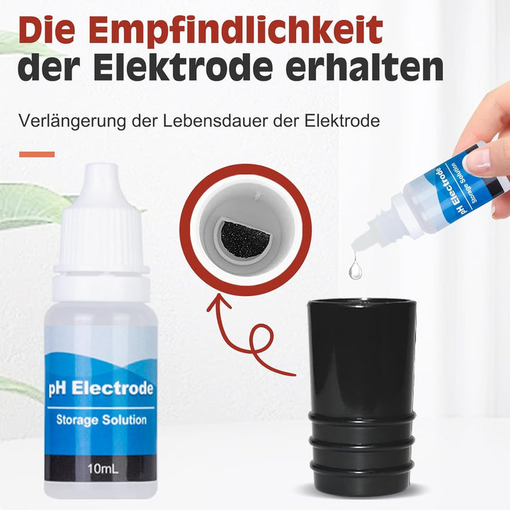 Ersatzelektroden-Set, Schwarze pH-Sonde für 4-in-1- und 5-in-1-pH-Meter, mit Kalibrierflüssigkeit 14
