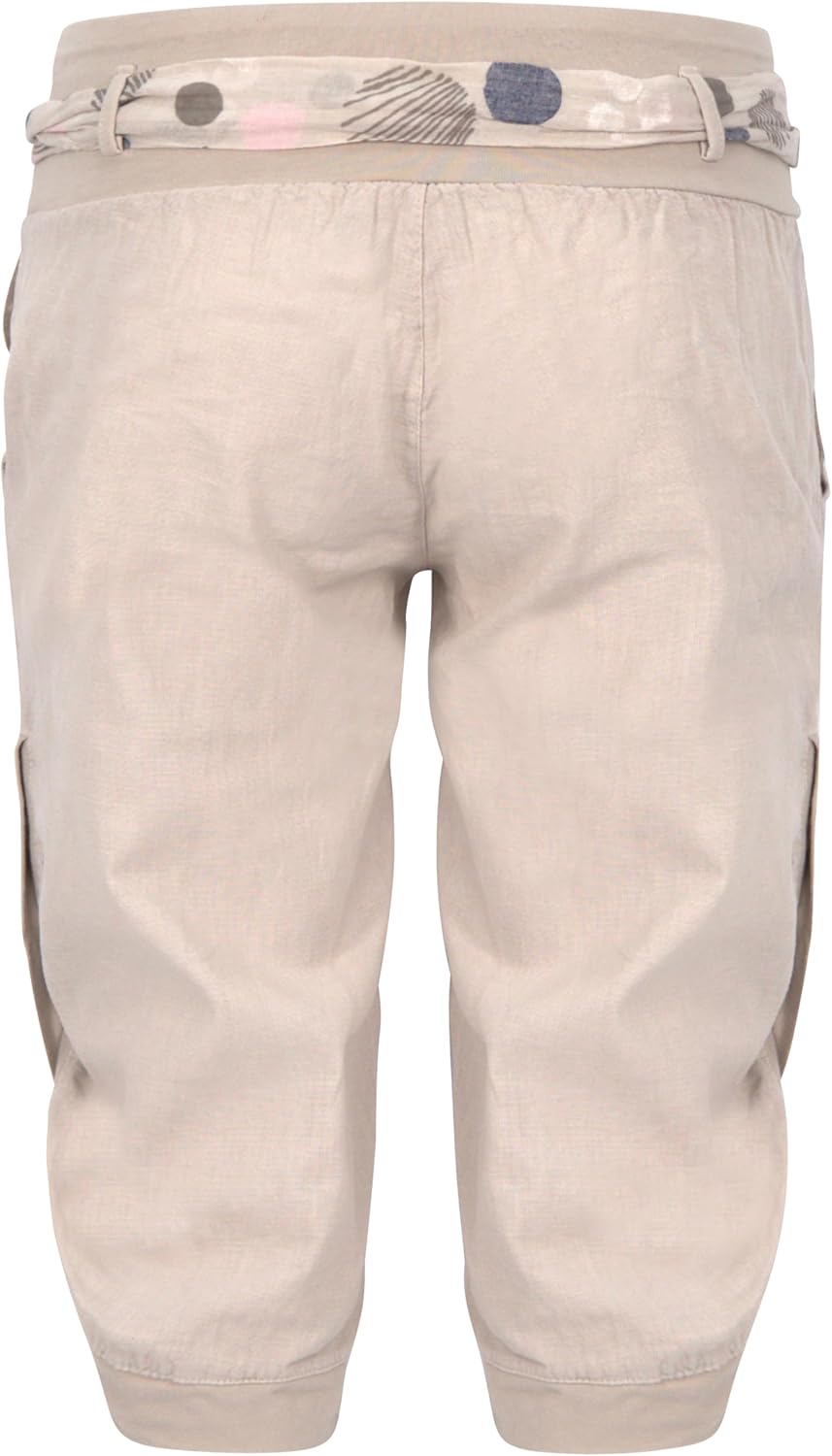 Malito Damen Kurze Hose aus Leinen - Caprihose in Unifarben - feine Freizeithose mit Gürtel - Stoffh