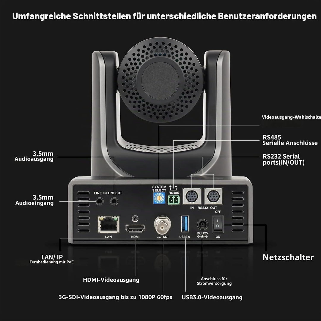 zowietek New Gen PTZ AI Kamera PoE | KI-Tracking-| 20-facher optischer Zoom | gleichzeitigen SDI-, H