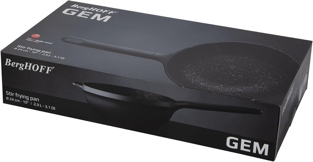BergHOFF Gem Bratpfanne mit hohem Rand, antihaftbeschichtet, induktionsgeeignet, 24 cm, schwarz 24 x