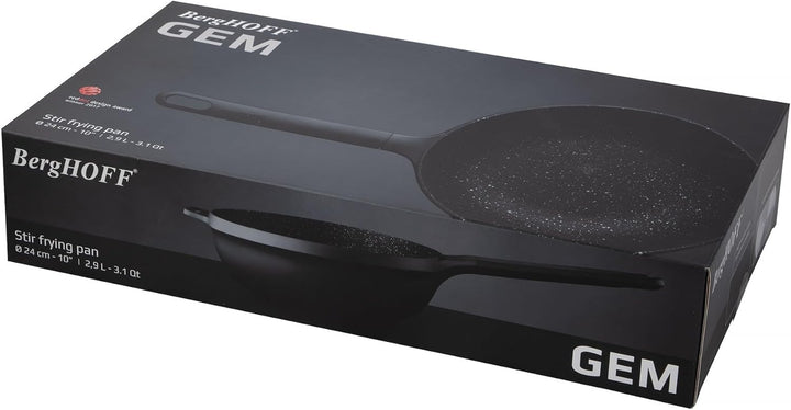 BergHOFF Gem Bratpfanne mit hohem Rand, antihaftbeschichtet, induktionsgeeignet, 24 cm, schwarz 24 x