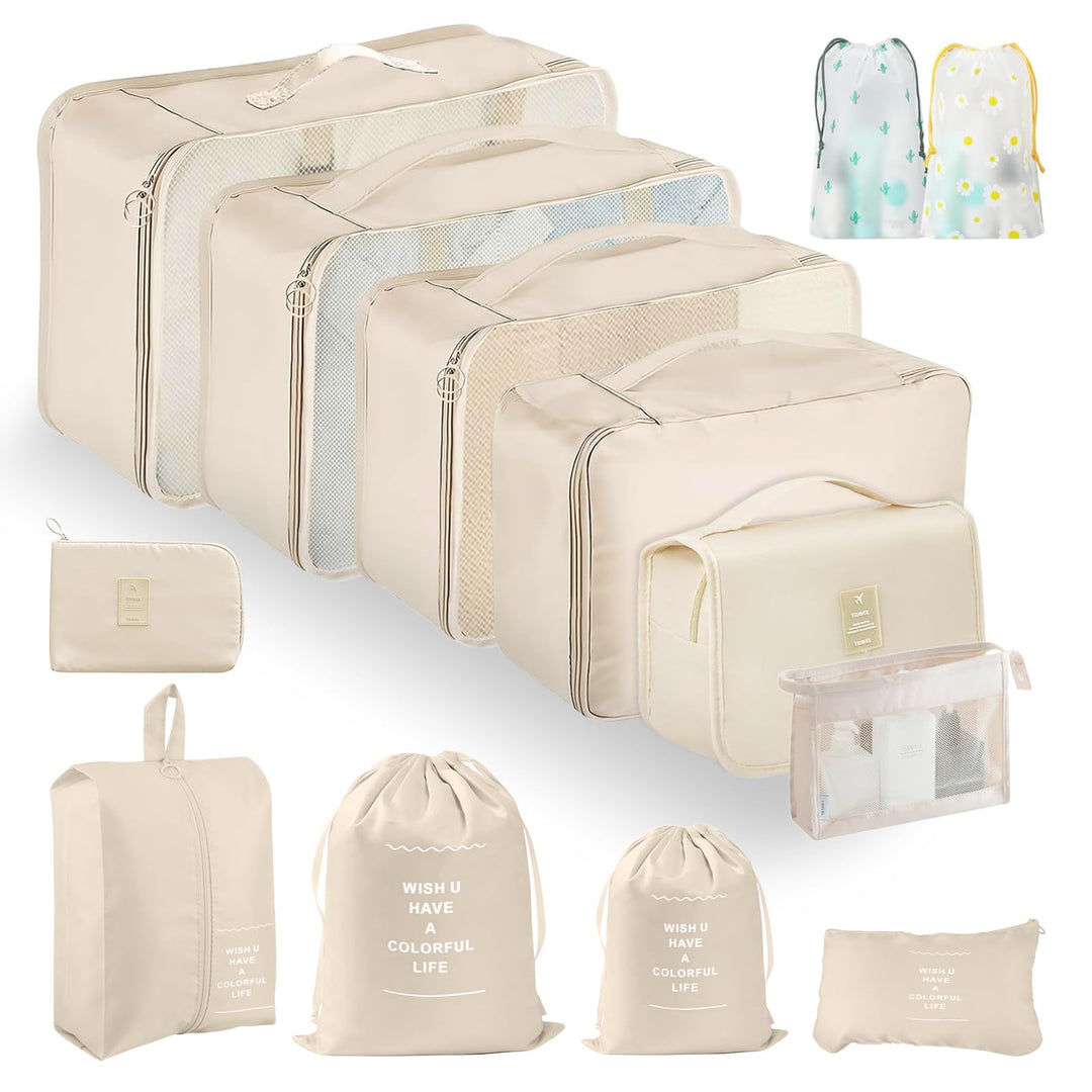 Koffer Organizer Set, 13 Stück Packing Cubes, Wasserdichte Kofferorganizer für Urlaub und Reisen, Tr